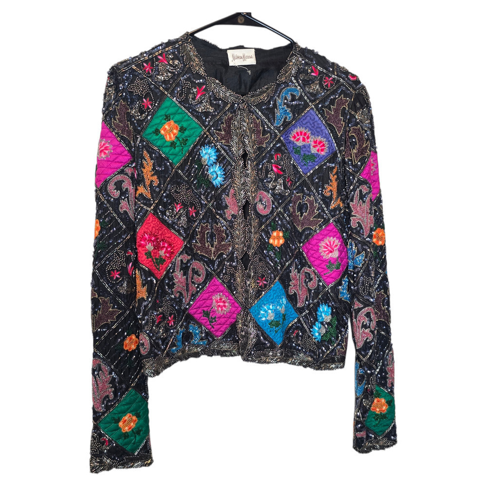 Patchwork Embroidered Jacket Bright Colorblock Qu… - image 1